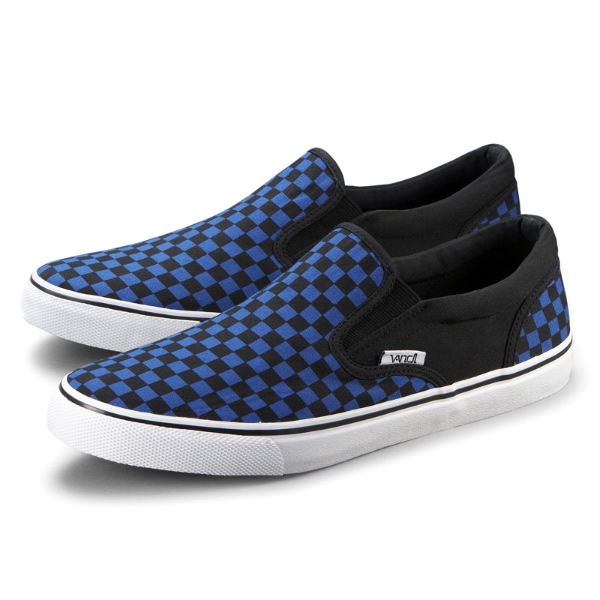 WALL SKATE街頭風(fēng)尚帆布鞋（男款） 藍(lán)黑格